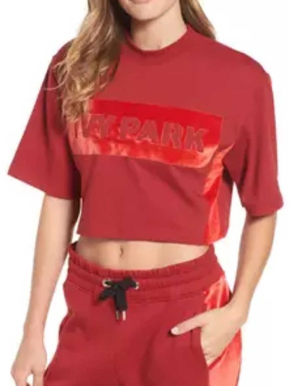 Ivy Park Velvet Panel Cropped Tee : Small